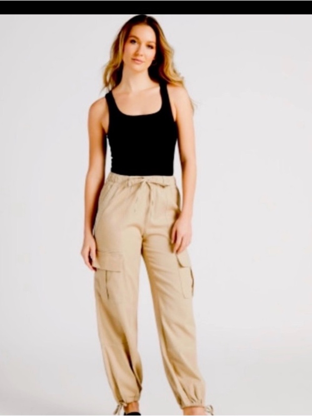 Habitual Beige Tan Neutral Cargo Jogger Pants Size Small EUC